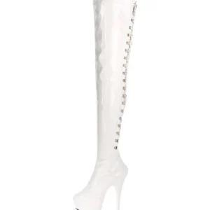 Blanc Verni 15,5 cm DELIGHT-3063 Cuissardes Bottes Plateforme