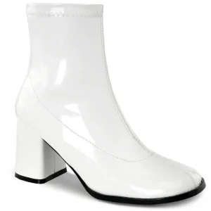 Blanc Verni 7,5 cm GOGO-150 bottines à talons épais stretch
