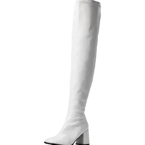 Blanc Verni 8 cm GOGO-3000 bottes cuissardes hommes