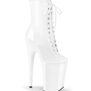 Blanc Verni 23 cm INFINITY-1020 talons très hauts - bottines plateforme extrême