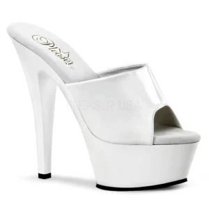 Blanc Verni 15,5 cm KISS-201 Plateforme Mules Hautes