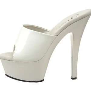 Blanc Verni 15,5 cm KISS-201 Plateforme Mules Hautes