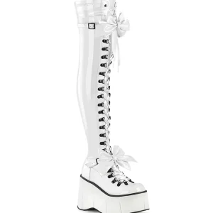 Blanc Verni 11,5 KERA-303 bottes cuissardes à lacets