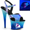 Bleu 18 cm MOON-711MER Neon talons avec plateforme