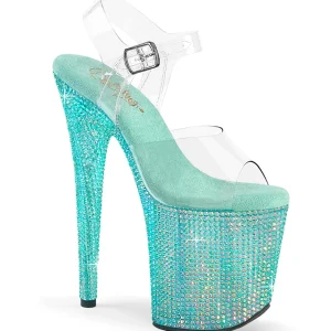 Bleu 20 cm 808RRS chaussure talon haut pole dance strass plateforme