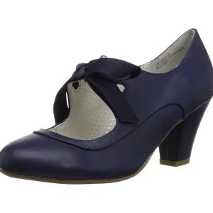 Bleu 6,5 cm WIGGLE-32 retro vintage escarpins maryjane à talons épais
