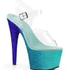 Bleu paillettes 18 cm Pleaser ADORE-708OMBRE chaussure à talons de pole dance