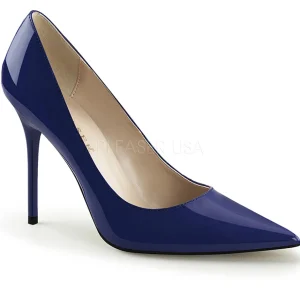Bleu Verni 10 cm CLASSIQUE-20 escarpins à talon aiguille bout pointu