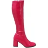 Bottes pink en cuir verni années 70 - hippie disco gogo botte haute à talon carré 7,5 cm