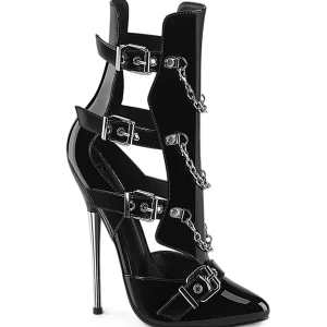 Bottines hautes talons aiguilles en métal 16 cm stiletto bottines pointues femme cuir verni
