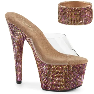 Bronze 18 cm 712RS sandales talon haut avec manchette de cheville strass plateforme