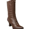 Brun 7 cm VICTORIAN-120 Bottines à Lacets Talons Hauts Femmes