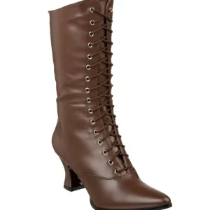 Brun 7 cm VICTORIAN-120 Bottines à Lacets Talons Hauts Femmes
