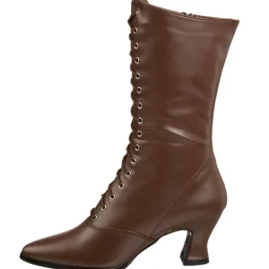 Brun 7 cm VICTORIAN-120 Bottines à Lacets Talons Hauts Femmes