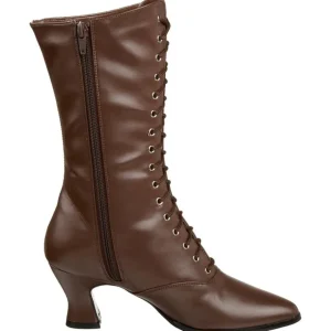 Brun 7 cm VICTORIAN-120 Bottines à Lacets Talons Hauts Femmes