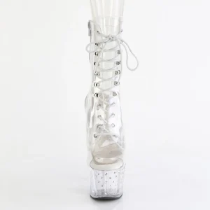 1021C-7 - 18 cm bottine talon haut femme pleaser strass transparentes