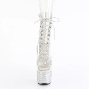 1021C-2 - 18 cm bottine talon haut femme pleaser strass transparentes
