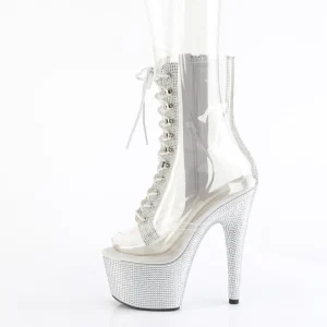 1021C-2 - 18 cm bottine talon haut femme pleaser strass transparentes
