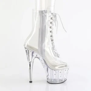 1021C-7 - 18 cm bottine talon haut femme pleaser strass transparentes