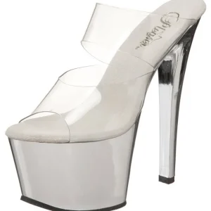 Chrome Transparent 18 cm SKY-302 Plateau Mules Talons Hauts