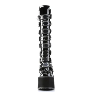 Compensée 14 cm S815 plateforme bottes femme à boucles noires LA