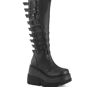 Compensée 11,5 cm SHAKER-232 plateforme bottes hautes femme à boucles