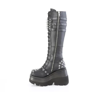 Compensée 11,5 cm SHAKER-225 plateforme bottes hautes femme à boucles