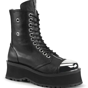 Cuir Vegan GRAVEDIGGER-10 bottes à cap d acier - bottes de combat unisex