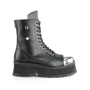Cuir Vegan GRAVEDIGGER-10 bottes à cap d acier - bottes de combat unisex