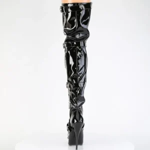 Cuir verni 15 cm bottes cuissardes à talon aiguille bout pointu