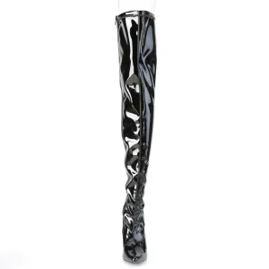 Cuir verni 10 cm CLASSIQUE-3000 bottes cuissardes à talon aiguille bout pointu