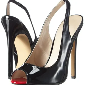 Cuir verni escarpins à bout ouvert 13 cm SEXY-08 escarpins slingback talon haut