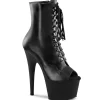 Cuir véritable 18 cm ADORE-1021 bottines plate-forme et bout ouvert noir