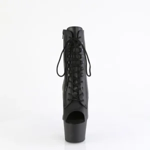 Cuir véritable 18 cm ADORE-1021 bottines plate-forme et bout ouvert noir