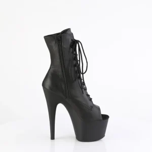 Cuir véritable 18 cm ADORE-1021 bottines plate-forme et bout ouvert noir