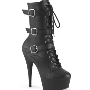 DELIGHT-1043 - 15 cm plateforme bottines talons aiguilles vegan noires