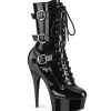 DELIGHT-1043 - 15 cm plateforme bottines talons aiguilles vernis noires