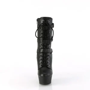DELIGHT-1043 - 15 cm plateforme bottines talons aiguilles vegan noires