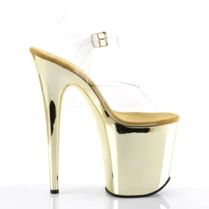 Dorée 20 cm FLAMINGO-808 Chrome Plateforme Talons Hauts
