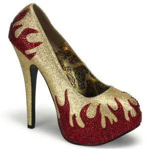 Dorée Pierres Scintillantes 14,5 cm Burlesque TEEZE-27 Chaussures femmes a talon