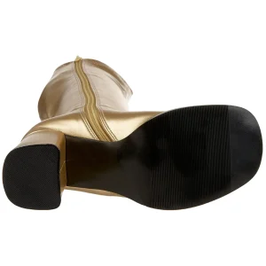 Dorées bottes hautes vinyle - années 70 en - hippie disco gogo botte haute à talon carré 7,5 cm