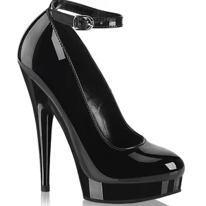 Escarpins noirs verni 15 cm SULTRY-686 escarpins à talons avec sangle de cheville