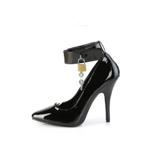 Escarpins noirs verni 13 cm SEDUCE-432 escarpins à talons avec sangle de cheville