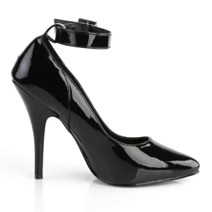 Escarpins noirs verni 13 cm SEDUCE-431 escarpins à talons avec sangle de cheville
