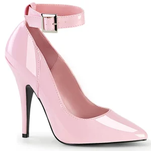 Escarpins roses verni 13 cm SEDUCE-431 escarpins à talons avec sangle de cheville