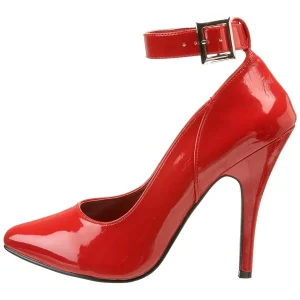 Escarpins rouge verni 13 cm SEDUCE-431 escarpins à talons avec sangle de cheville