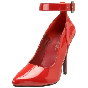 Escarpins rouge verni 13 cm SEDUCE-431 escarpins à talons avec sangle de cheville