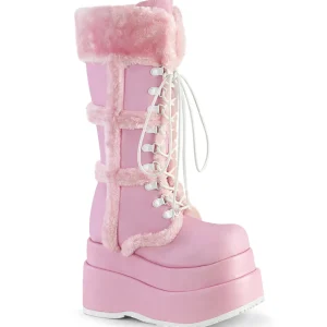 Fausse fourrure 11,5 cm BEAR-202 emo bottes femmes à pyramidal plateforme en rose