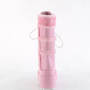 Fausse fourrure 11,5 cm BEAR-202 emo bottes femmes à pyramidal plateforme en rose