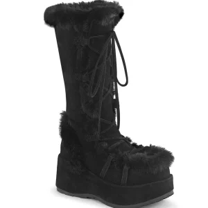Fausse fourrure 7 cm CUBBY-311 lolita bottes femmes à plateforme en noir